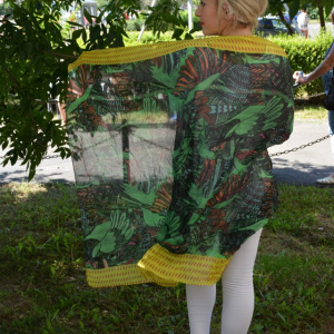 Esarfa fashion cu imprimeu de pasari mari, culoare verde inchis - Img 2