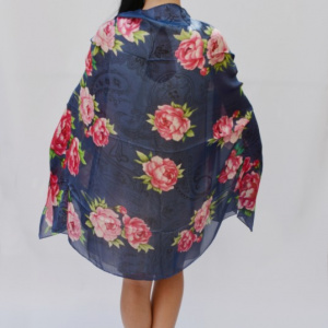 Esarfa fina cu model deosebit de culoare fuchsia,bleumarin - Img 6