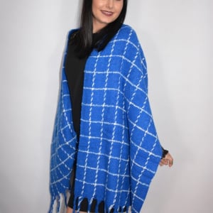Fular dama Dalma ,model cu patratele,albastru - Img 4