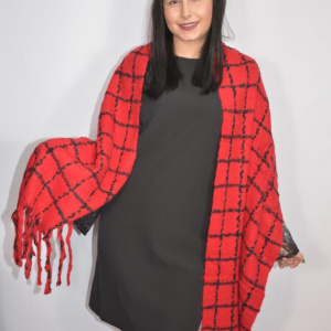 Fular dama Dalma ,model cu patratele,marsala - Img 2