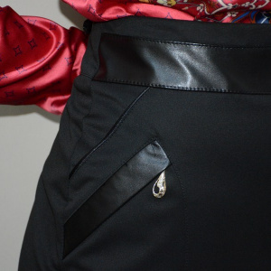 Fusta casual, de culoare neagra si inserti de piele eco - Img 4