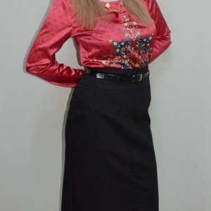 Fusta casual, neagra, masura mare, croi drept si design simplist - Img 5
