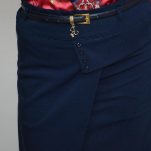 Fusta cool, lungime midi, de culoare bleumarin si design aparte - Img 4