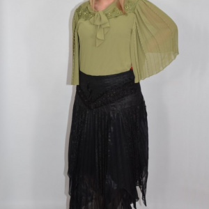 Fusta eleganta, lejera, cu aspect asimetric, de culoare neagra - Img 6