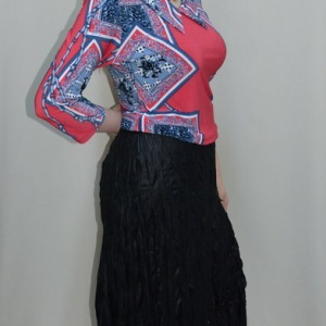 Fusta eleganta, marime mare, lungime maxi, de culoare neagra - Img 3