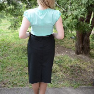 Fusta neagra din stofa subtire, model drept, masura mare - Img 5