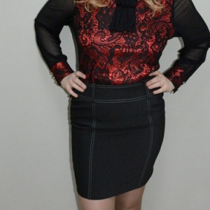 Fusta scurta, dreapta, de culoare gri inchis, model office - Img 2