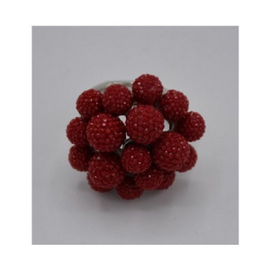 Inel fashion foarte usor, reglabil, decorat cu perle lucioase argintie, respectiv rosu - Img 5