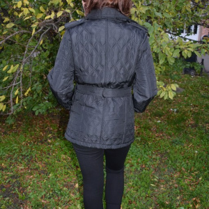 Jacheta casual, culoare neagra, cu guler dublu si model matlasat - Img 5