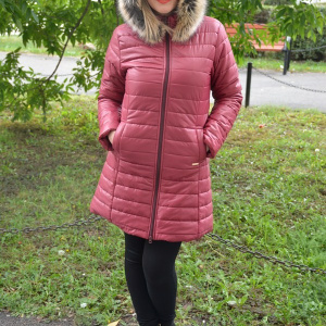 Jacheta tinereasca din fas fin, de culoare marsala, model lung - Img 4