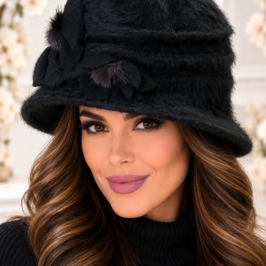 Pălărie Damă Elegantă Reglabilă – Model cu Flori Decorative, negre