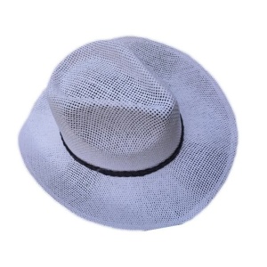 Palarie trilby din material subtire cu aerisire buna, alb, bej, crem - Img 5