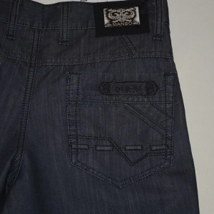 Pantalon barbati cu croiala dreapta, din bumbac de culoare albastra - Img 4