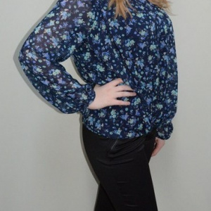 Pantalon casual, culoare neagra, din stofa cu design de dungi - Img 6