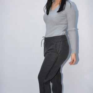 Pantalon casual Jeniffer cu model pe picior ,gri - Img 3