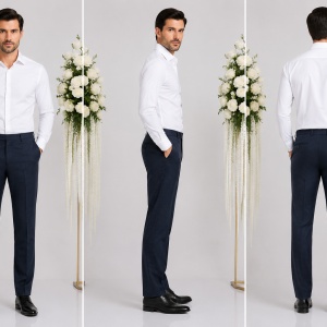 Pantalon casual pentru barbati, la dunga, nuanta de bleumarin - Img 4