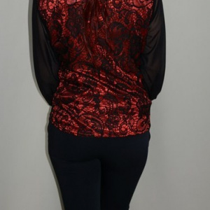 Pantalon clasic, culoare bleumarin, design de cusaturi aplicate - Img 6