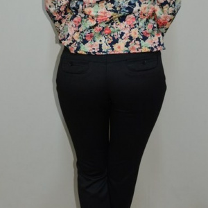 Pantalon clasic, nuanta de negru, buzunare laterale, fermoar - Img 4