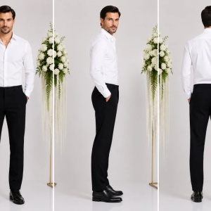 Pantalon clasic pentru barbati, nuanta neagra, din bumbac - Img 2