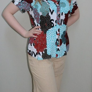 Pantalon comod de vara, masura mare, culoare bej, model simplu - Img 5