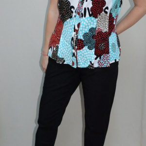 Pantalon cu aspect de blug subtire, neagra, cu buzunare in fata - Img 2