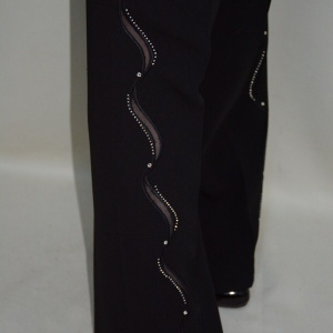 Pantalon cu insertii de strasuri argintii, nuanta de negru - Img 3