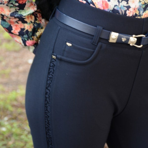 Pantalon drept culoare bleumarin, masura mare, din material elastic - Img 3