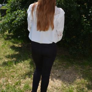 Pantalon fashion cu strasuri aplicate, nuanta de negru simplu - Img 4
