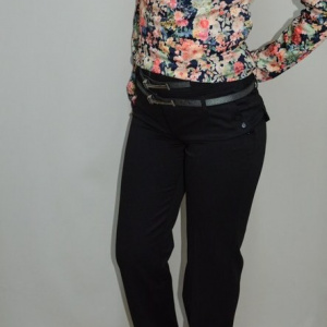 Pantalon fashion, model cu talie inalta, de culoare neagra - Img 5