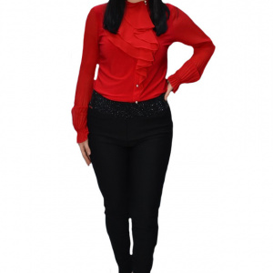 Pantalon Janette cu insertii de strasuri negru-argintiu,nuanta de negru - Img 1