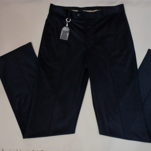Pantalon la dunga de culoare bleumarin, din material de calitate - Img 1