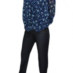 Pantalon lung casual, de culoare gri, din material usor elastic - Img 1