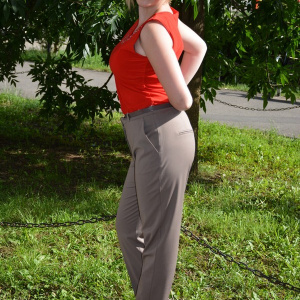 Pantalon lung cu aspect clasic, nuanta nisipie, cu talie medie - Img 5