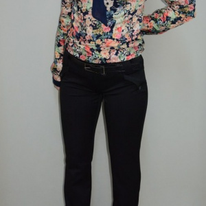 Pantalon lung tineresc, croiala moderna, de culoare neagra - Img 2