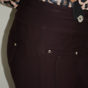 Pantalon modern, culoare maro, croiala tip pana si bretele - Img 4