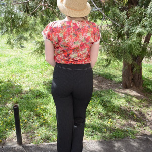 Pantalon office, de culoare neagra cu dungi albe, model lung - Img 5