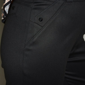 Pantalon office, nuanta de negru, nasture aplicat - Img 4