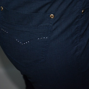 Pantalon rafinat de zi, bleumarin, model cu aspect de blug - Img 4