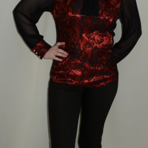 Pantalon rafinat, tip creion, nuanta de negru si cu nasturi - Img 2