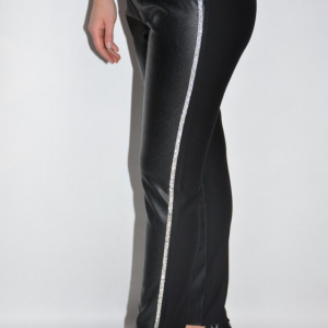 Pantalon tineresc cu reflectii si insertii de piele,nuanta neagra - Img 6