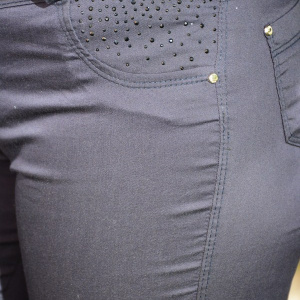 Pantalon tineresc de primavara-vara, bleumarin, model lung - Img 7