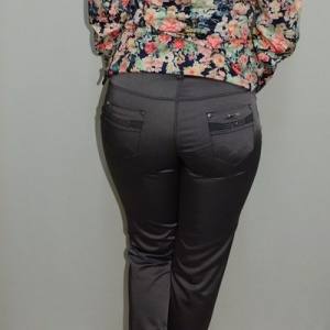 Pantalon trendy,design modern, insertii de cusaturi, nuanta gri - Img 5