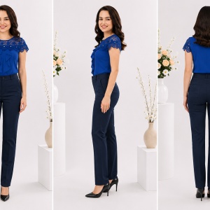 Pantalon Ximena office lungi,nuanta de bleumarin - Img 3