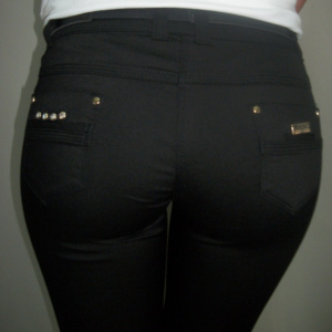 Pantaloni casual, design tip blug, negri, cu detalii argintii - Img 7