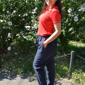 Pantaloni casual lungi cu strasuri la buzunare,nuanta de bleumarin - Img 3
