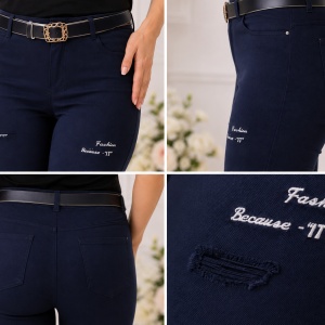 Pantaloni dama Mali cu design rafinat,nuanta de bleumarin - Img 3