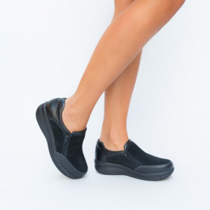 Pantof casual din piele naturala de culoare neagra
