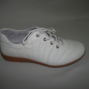 Pantof comod, piele naturala, nuanta de alb, inchidere cu siret - Img 2