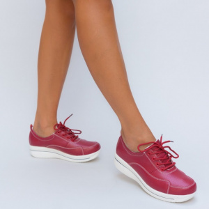 Pantof confortabil de culoare rosie din piele naturala - Img 4