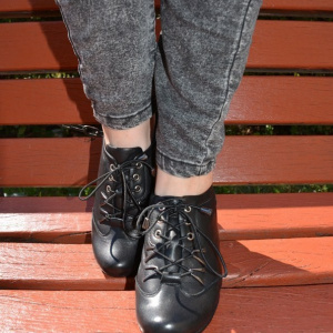 Pantof deosebit piele naturala fina, culoare neagra, talpa plina - Img 5